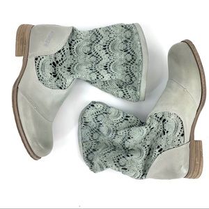 Bunker Footwear Grey Leather and Crochet Slouchy Boots, EU 41